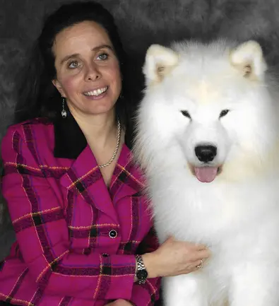 Samoyed with Carrie Parma-Collier