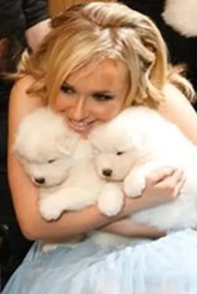 Hayden Panettiere snuggles our puppies
